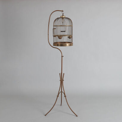 An Antique Brass Bird Cage