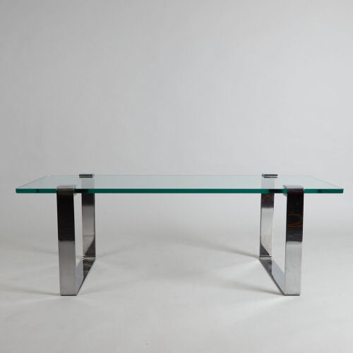 A Refined Chrome and Glass Coffee Table