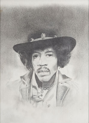 A Charcoal Portrait of Jimi Hendrix