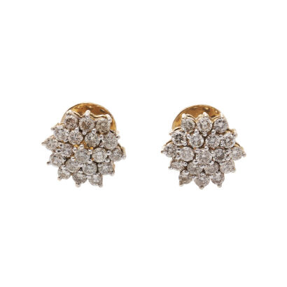 18ct Diamond Cluster Stud Earrings