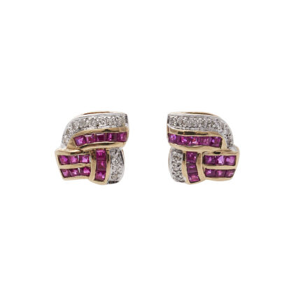 9ct Ruby and Diamond Earrings