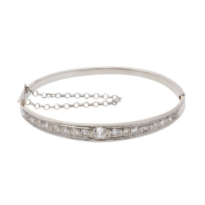 18ct White Gold Estate Diamond Bangle