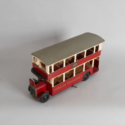 A Tri-ang Wood Double Decker Bus