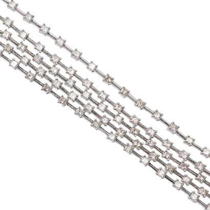 18ct White Gold Five Row Diamond Bracelet