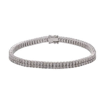 18ct White Gold Double Row Tennis Bracelet