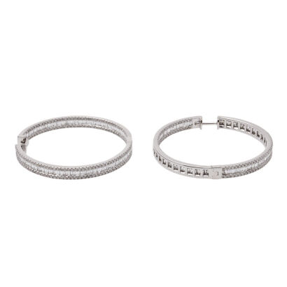 18ct White Gold Large Diamond Hoop Earrings