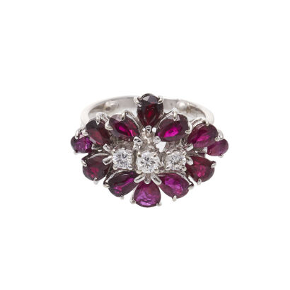 18ct White Gold Ruby and Diamond Dress Ring