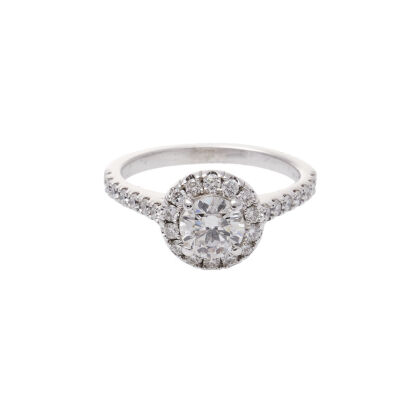 14ct White Gold Diamond Halo Ring