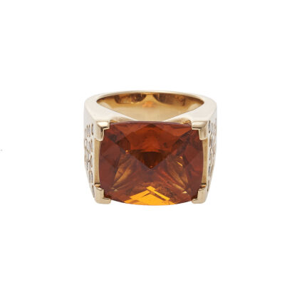 18ct Madeira Citrine and Diamond Ring