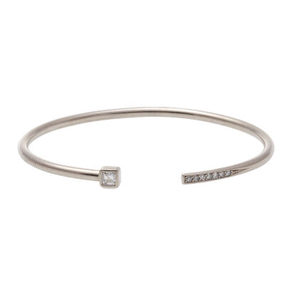 9ct White Gold Asscher Cut Diamond Bangle