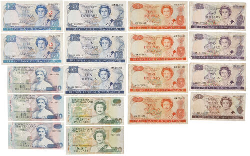 An Assortment of Early Decimal New Zealand Banknotes 1985 - 1992