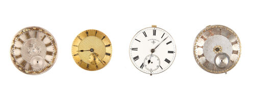 Three Victorian Pocket Watch Movements and One Dial
