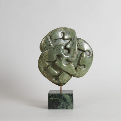 A Contemporary Modernist Inanga Pounamu Sculpture by Kelvyn Anderson (Hokitika, West Coast)