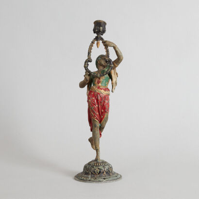 A Spelter Torchiere Candle Stick