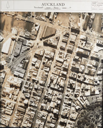 A 1968 Sepia Tone Aeriel Photograph of Auckland's Waterfront