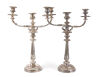 A Pair of Sheffield Plate Three-Light Candelabras