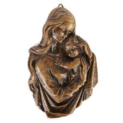 A Finely Carved Victoria Wax Religious Icon