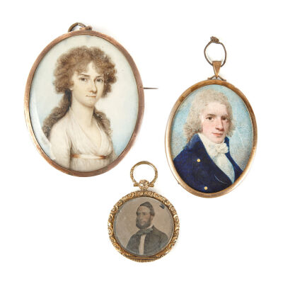 Three Pieces of 19th Century Miniature Portrait Jewellery