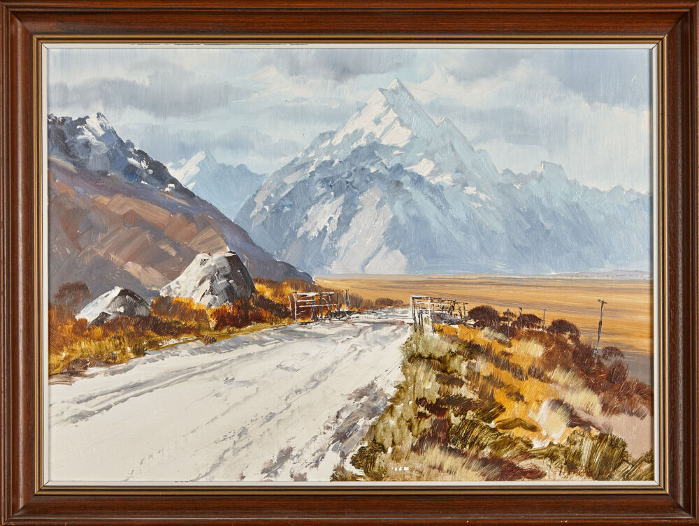 絵画　美術品　Aston Greathead アストングレートヘッド　タスマニア ASTON GREATHEAD The Road to Mount Cook