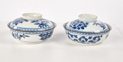 A Pair of 19th Century Chinese Blue and White Porcelain Soup Bowls