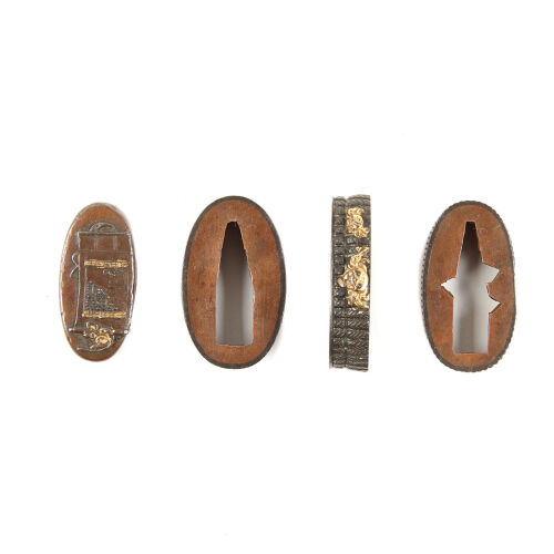 Three Japanese Edo Period Fuchi Sword Fittings and One Kashira