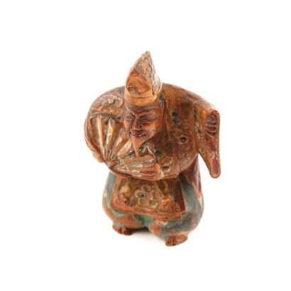 A Japanese 19th Century Edo Period Carved and Painted Sambasso Dancer Netsuke