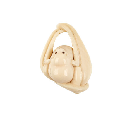 A Meiji Period Carved Ivory Study of a Fruit Eating Bat