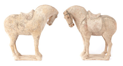 A Pair of 618-907 AD Chinese Pottery Horses