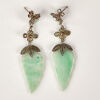 A Pair of 19th Century Jadeite Leaf Drop Earrings