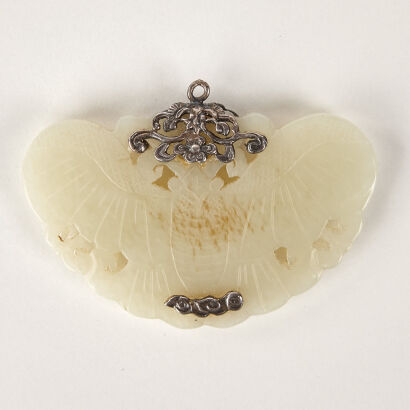 A Late-Qing Dynasty Chinese Jade Butterfly Brooch