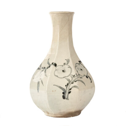 A 17th Century Korean Blue and White Porcelain Hexagonal Vase