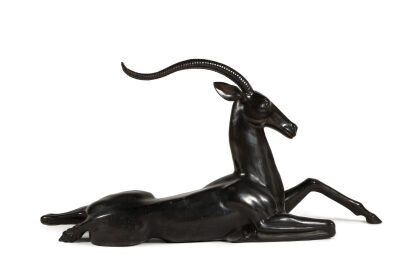 A Large Bronze Antelope Sculpture