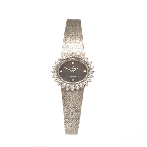 A White Gold and Diamond Vintage Omega Wristwatch