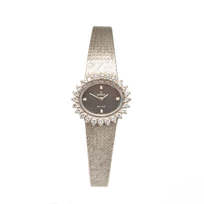 A White Gold and Diamond Vintage Omega Wristwatch