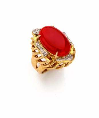 A Coral and Diamond Dress Ring