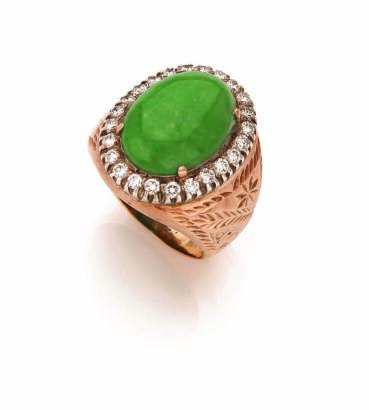 A Jade and Diamond Cocktail Ring