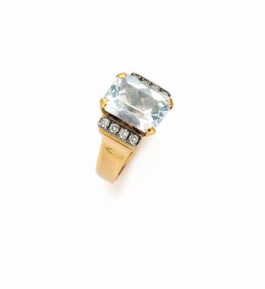 A Pale Topaz and Diamond Ring