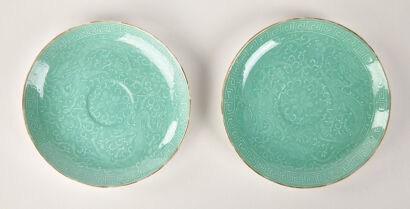 A Pair of Small Early-20th Century Chinese Famille Rose Saucer Dishes