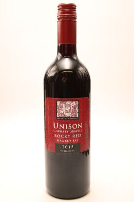 (1) 2015 Unison Rocky Red Merlot Cabernet, Gimblett Gravels