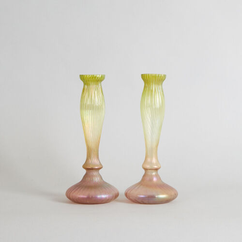 A Pair of Art Nouveau Iridescent Vases