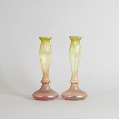 A Pair of Art Nouveau Iridescent Vases