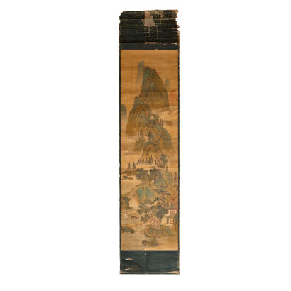 A Chinese Tough Silk Painting with Landscape Scene