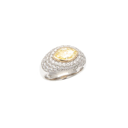 18ct Gold and Platinum Fancy Yellow Marquise Cut Diamond Ring