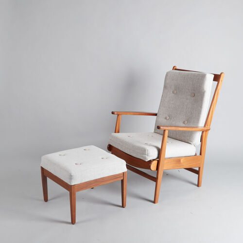 A Mid-Century Morgan Chair and Ottoman