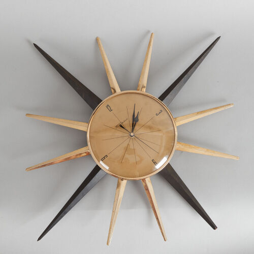 A Mid-Century Sunburst Wall Clock by Timeatic