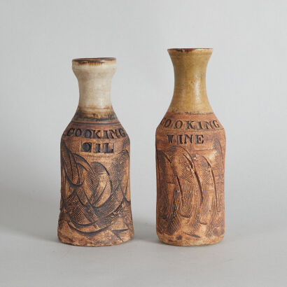 A Pair of Ceramic Cooking Bottles by Wilf and Janet Wright