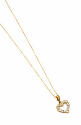 A Yellow Gold and Diamond Heart Pendant on Chain