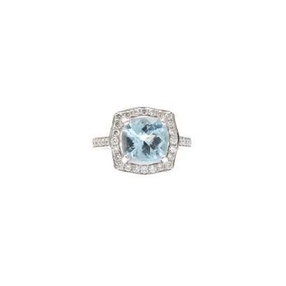 18ct White Gold 2.50ct Aquamarine and Diamond Ring