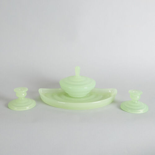 A Uranium Glass Dressing Table Set