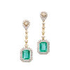A Pair of 18ct White and Yellow Gold Emerald and Diamond Drop Earrings